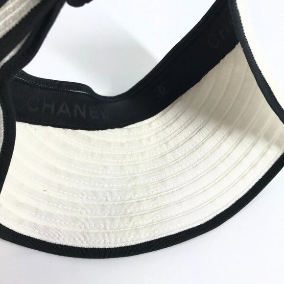 CHANEL 22P CC CC Mark Ribbon Ribbon hat Sun visor Raffia White main image 5